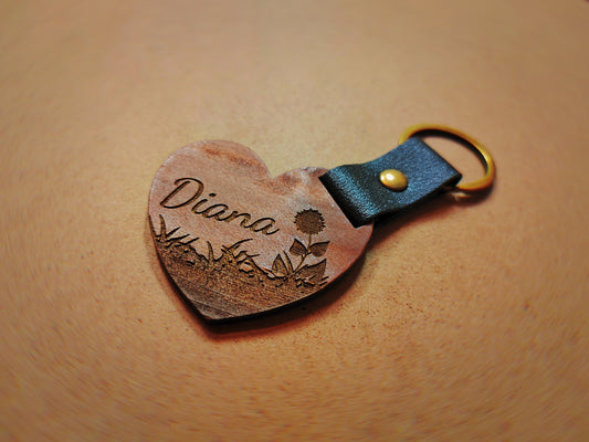 Custom Heart-Shaped Wood Keychain | Fully Custom Engraving